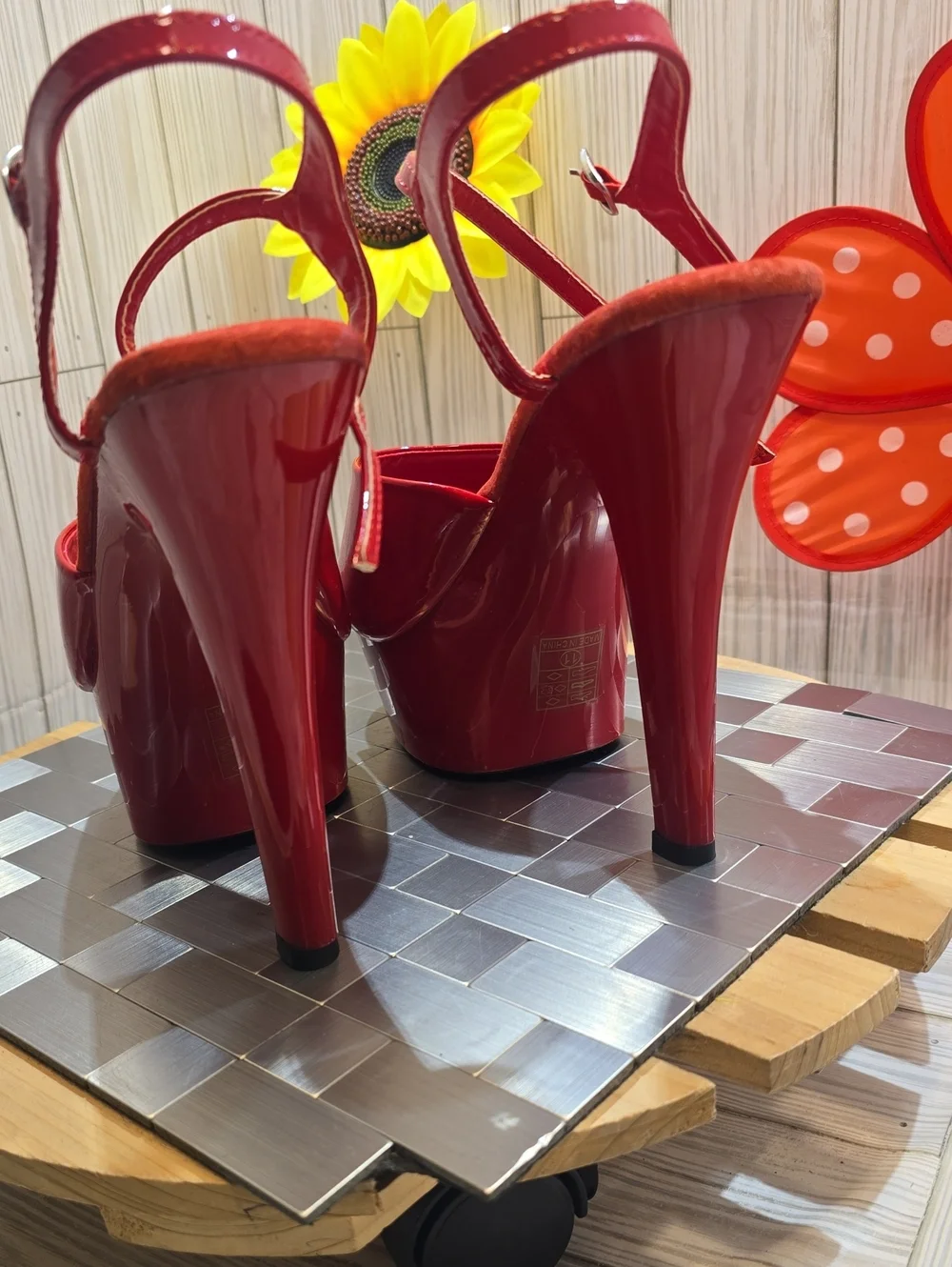 Ellie Red Patent Platform High Heel Sandals - 6 Inch Stiletto